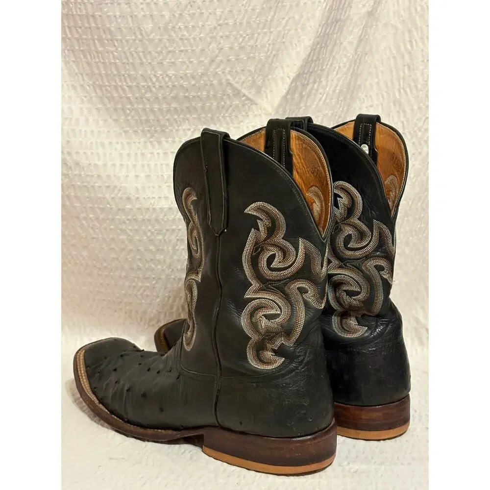 Rios of Mercedes R9003 Full Quill Ostrich Calfskin Upper Mens 12D Handmade Boots